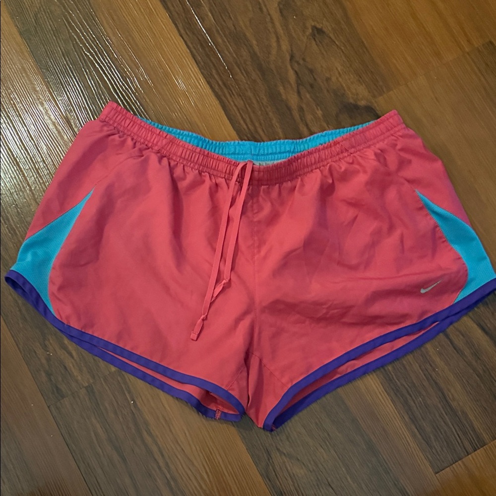 Nike Women's Pink and Blue Athletic Shorts Retro Look